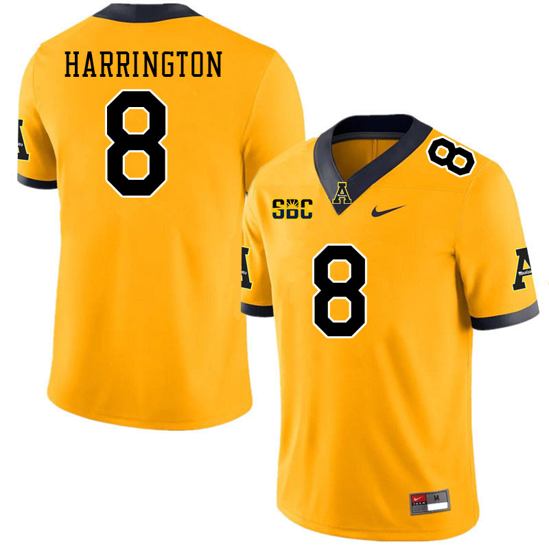 Men #8 Brendan Harrington Appalachian State Mountaineers College Football Jerseys Stitched Sale-Gold